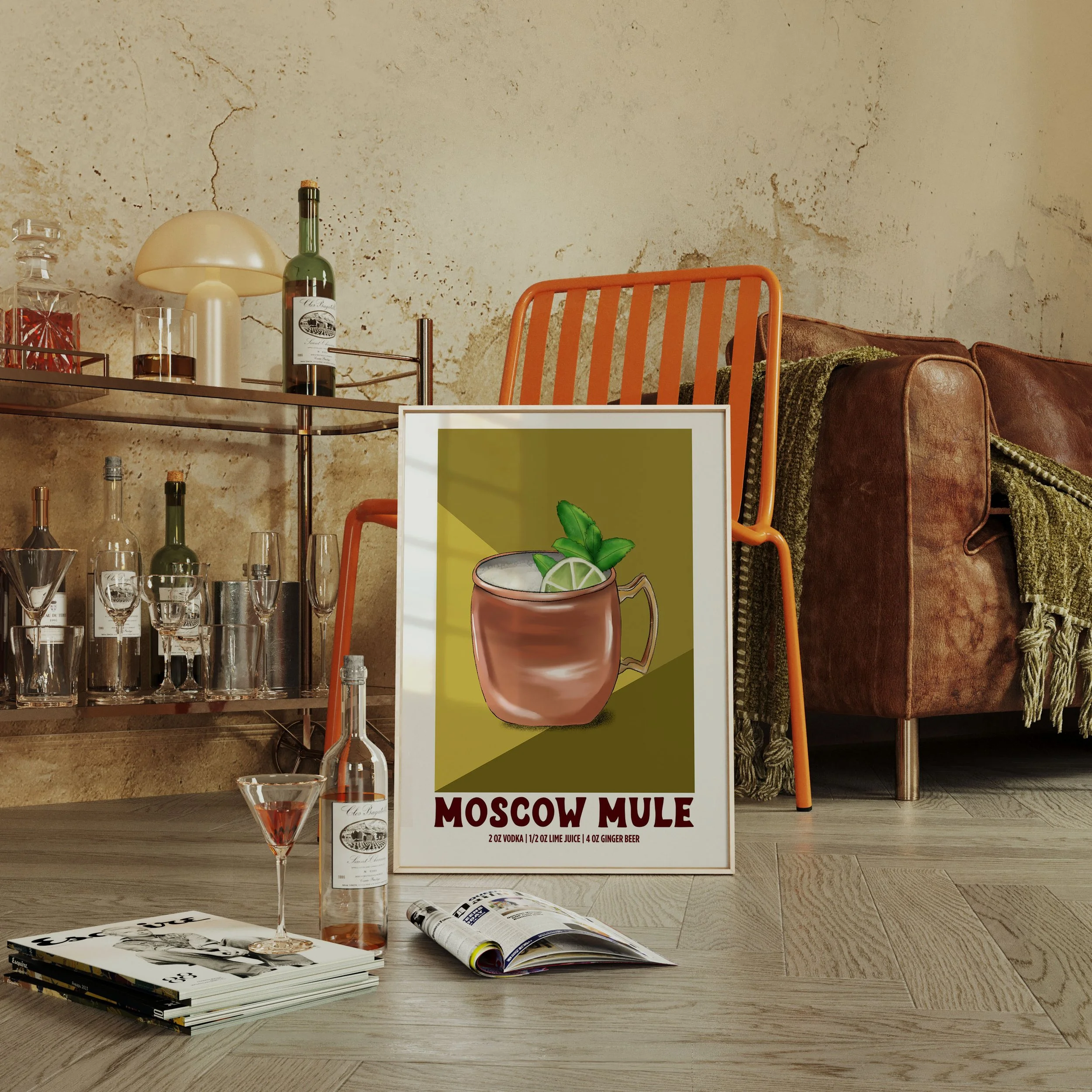 Moscow Mule Cocktail Poster — Denim and Ink